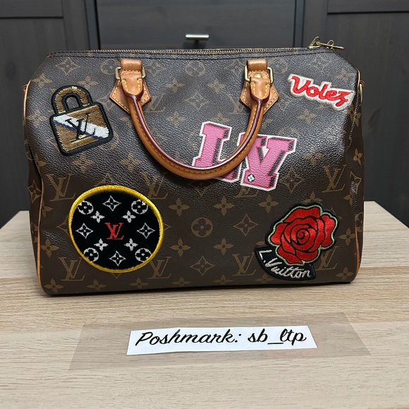 Authentic Louis Vuitton Speedy Bandouliere 30 Patches Limited Edition Bag M43989 - Picture 2 of 16